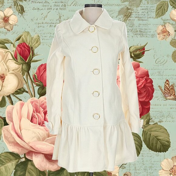 LIZ LISA Hime Gyaru himekaji ivory velveteen coat - Picture 1 of 8